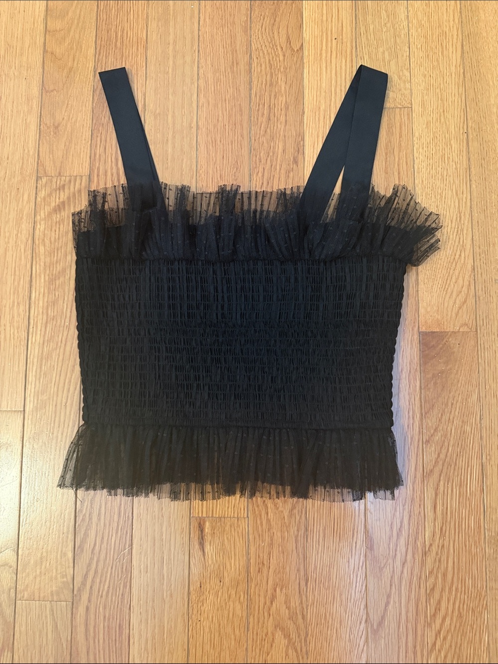 Forever 21 Smocked Black Crop Top with lace detail